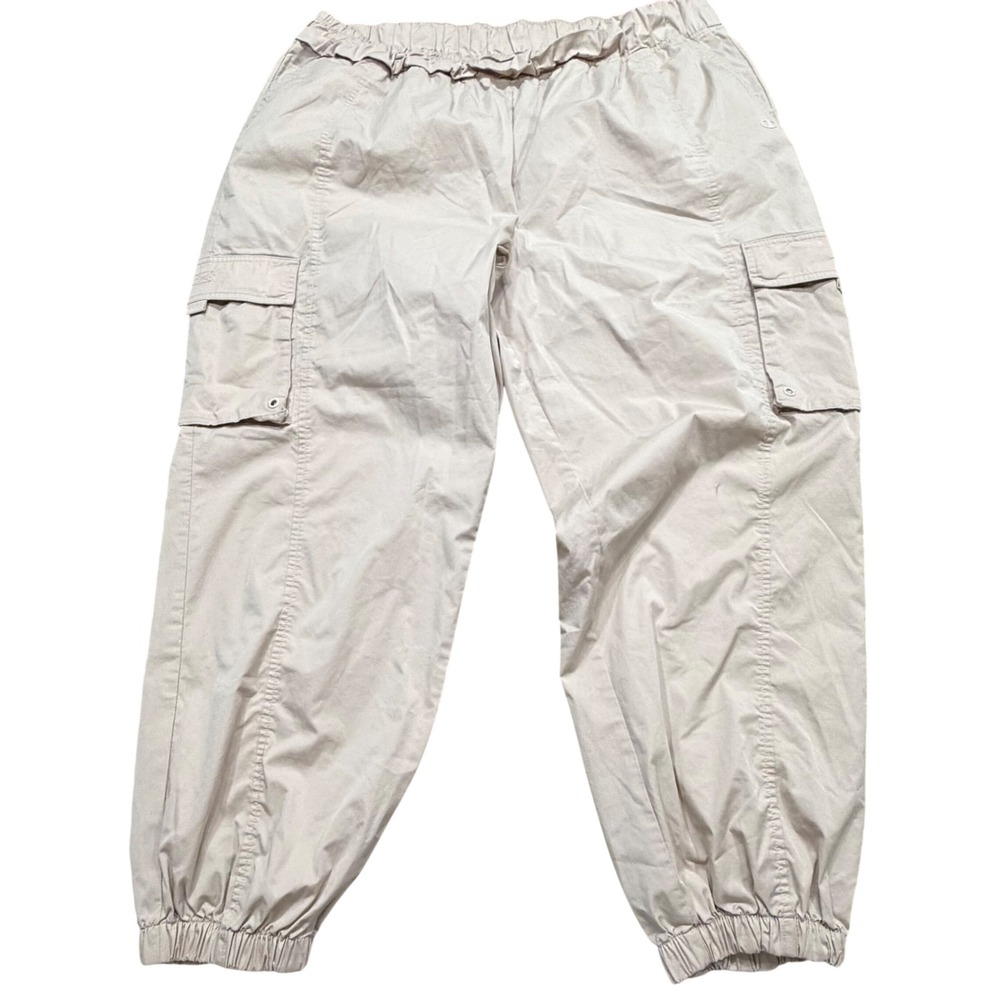 Champion Womens 2XL Tan Beige Cargo Joggers Paperbag Waist High Rise Relaxed